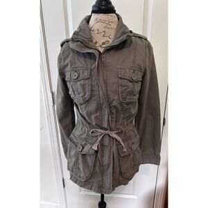 Mossimo Supply Co. Women's sz L Utility Jacket Tie Waist Green Boho Y2K Cargo